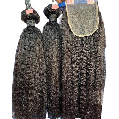 China 100% Virgin Human Hair Extension Bundle 100% HD Virgin Hair Brazilian Curly Straight Lace Closure Brazilian Headband Hair Bundles And Closure Set for sale