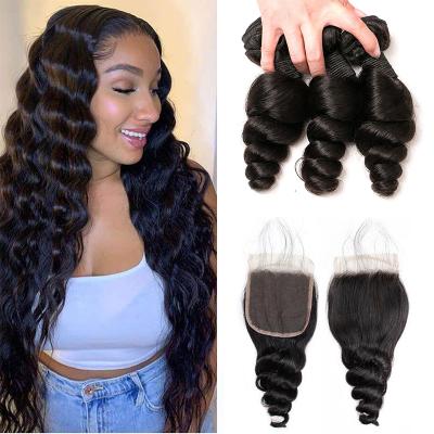 China 100% Virgin Hair Best Long Cuticle Aligned Virgin Hair Bulk Wholesale Vendors Loose Wave Bundles With Closure for sale