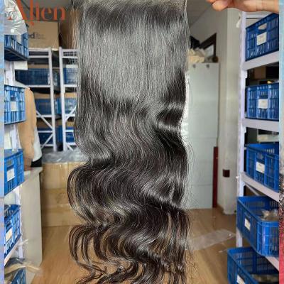 China 100% Virgin Human Hair 4x4 5x5 6x6 7x7 HD Lace Swiss Thin Lace Frontal Closure With Pre Plucked Baby Hair for sale