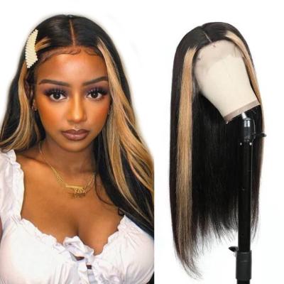 China Bone Straight Human Hair Wig U Part Pre Plucked 150% Highlight Lace Front Human Hair Wig,Highlight Straight Wave Wig for sale