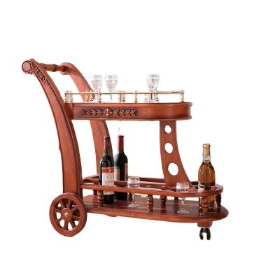 China Adjustable American Luxury Classic Solid Wood Hand-carved Restaurant Set Trolley (Other) for sale