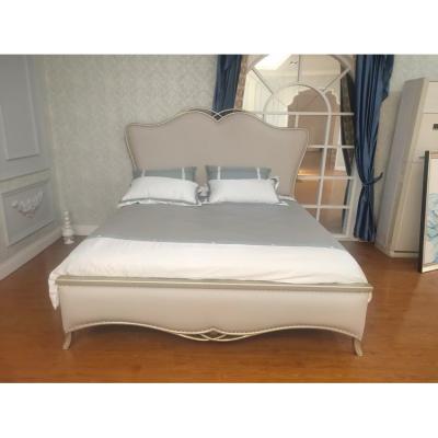 China Soft Sponge Bed European Modern Bedroom Furniture Beech High Density King Size Light Luxury Bed for sale