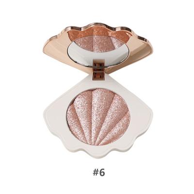 China Waterproof Highlight Face Brightening Shimmer Vegan Natural Makeup Shell Shape Highlight Powder For Face for sale