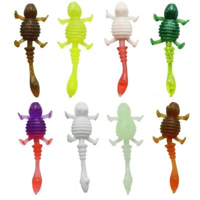 China Bright color OEM and on black bait 4.7cm1g small gecko sea fishing stocks soft worm bionic worm bait soft for sale