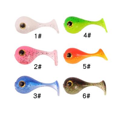 China PVC OEM And On The Head Soft T-tail 4.5cm Single-tail 3g Soft Big Fish Stock Two Color Fish Lure Bait PVC Simulation Fishing Lure Bait for sale