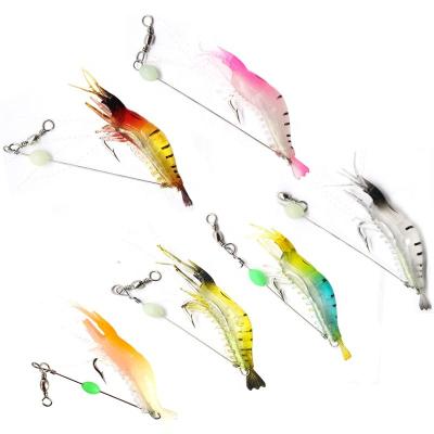 China PVC OEM And On Stock Shrimp Bait With Bionic Hook 9cm Bait 6g Simulation For Luring Soft Shrimp Luminous Bait Soft Lures Fish for sale