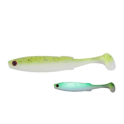 China PVC In Stock 6.5cm Tangerine 2g Two Color T-tailed Fish Single-tailed Soft Fish Lure With Eyes Soft Bait Fishing Simulation Bait for sale