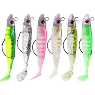 China OEM Swim Action Vivid And On The Head Lure Soft Fishing Set Submerged Action T Tail Lure Set For Ocean Freshwater Fishing for sale