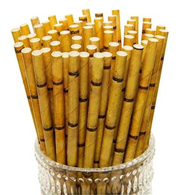 China Minimalist Free Sample Printing Paper Drinking Straws Biodegradable Bamboo Disposable Paper Straw For Juices Shakes Birthday Wedding Party Sip for sale