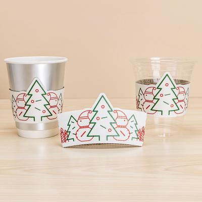 China Disposable Insulator Reusable Paper Cup Sleeves Custom Milk Tea Cup Sleeve Coffee Cup Sleeve for sale