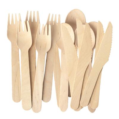 China Wholesale Natural Biodegradable Biodegradable Wooden Cutlery Disposable Wooden Cutlery Set Free Sample Hamburger Cutlery With Napkin for sale