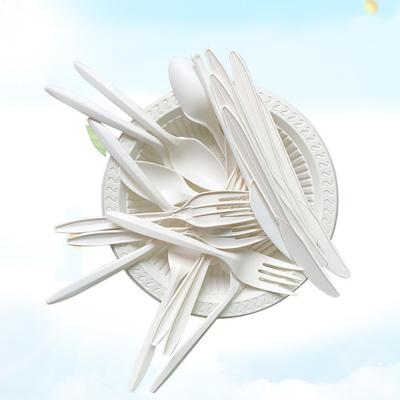 China Disposable Biodegradable Cornstarch Cutlery 7Inch Hamburger Cutlery Set Disposable Wooden Fork Cutlery for sale