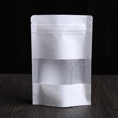 China Best SellingBiodegradable Recycled Materials Zipper Stand Up Kraft Paper Bag Food Contact Paper Bag With Window For Food for sale