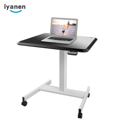 China Easy Installation IYANEN Office Movable Stand Up Desk Black Coated Steel Office Movable Adjustable Standing Desk for sale