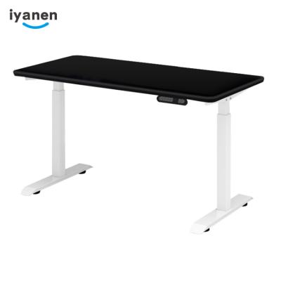 China Easy Installation IYANEN MDF L-Type Tabletop Manual Sit Stand Handle Height Adjustable Office Workstation Electric Standing Desks for sale