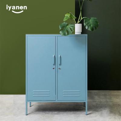 China IYANEN Modern 2 Swing Door Living Room Design Home Series Colorful Steel Wardrobe for sale