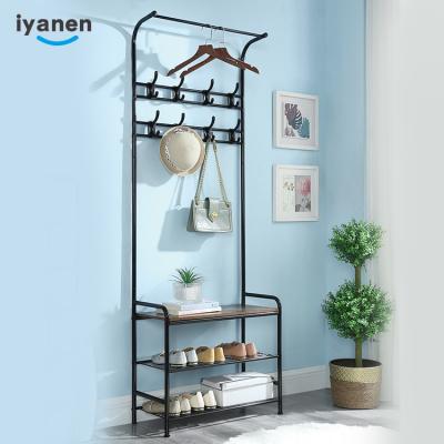 China Storage Beauty Entryway Home Use Hats Shoes Hanging Organizer with Hooks Metal Clothing Storage Shoe Coat Rack Rack for sale