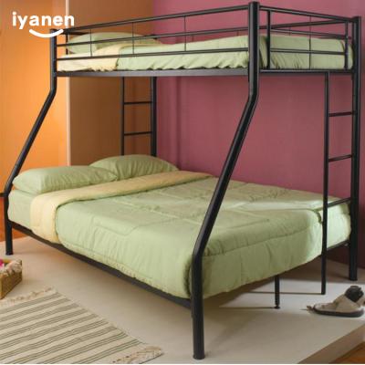 China Wholesale Black Double Decker Heavy Duty College Dormitory Apartment Storage Space Saving Modern Design IYANEN Metal Steel Bunk Bed for sale