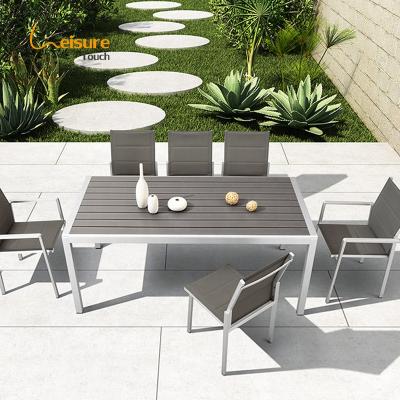 China Modern Hotel Modern Patio Dining Table And Chairs Garden Aluminum Outdoor Furniture Dining Set for sale