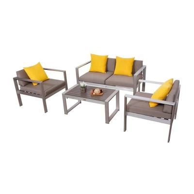 China Industrial 4 Pieces Fabric Cushion Brushed Aluminum Furniture Outdoor Garden Sofa Set for sale