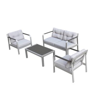 China Hotel/Garden/Outdoor/Beach/Pool/Patio Set Four Piece Swept Aluminum Fabric Armrest Furniture Garden Sofa Modern Design for sale