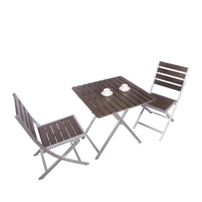 China Industrial Plastic Wood Top Garden Picnic Used Aluminum Foldable Outdoor Table And Chairs for sale