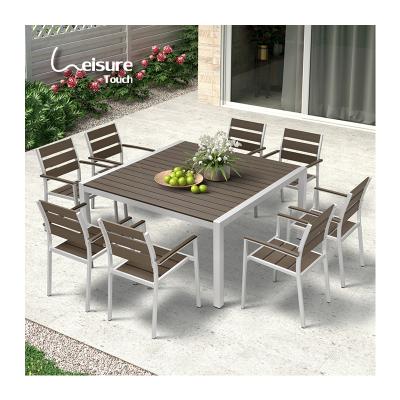 China Modern square shape brushed modern design aluminum outdoor table and chair set for sale