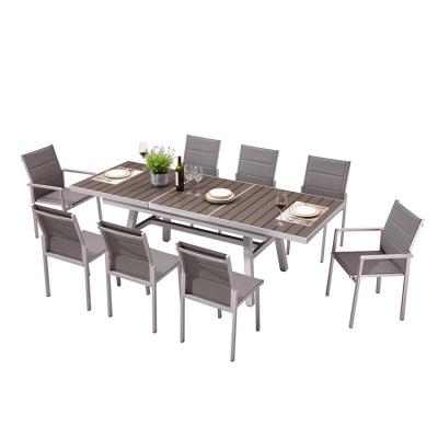 China Leisure Extendable Modern Furniture Rectangular Extendable Outdoor Dining Table Set for sale