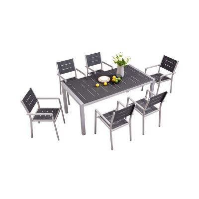 China Industrial Black Aluminum Modern Outdoor Table Chairs Patio Sets For Garden for sale