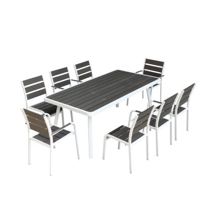 China Garden Set Furniture Patio Set Aluminum Metal Frame Plastic Wood Outdoor Table Luxury for sale