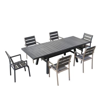 China Modern Design Outdoor Black Table Aluminum Outdoor Garden Table Expanding Metal For 8 Persons for sale