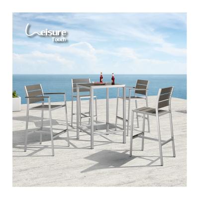 China Industrial Modern Aluminum Square Outdoor Patio Bistro Table Chairs Bar Sets for sale