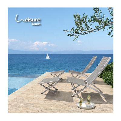 China Adjustable Backrest Designer Anti-Aging Sun Chair Outdoor Folding With Aluminum Frame for sale