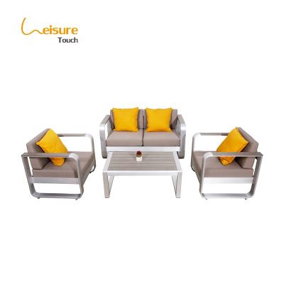 China Aluminum Armrest Modern Living Room Luxury Metal Furniture Modern Outdoor Garden Sofa Set for sale