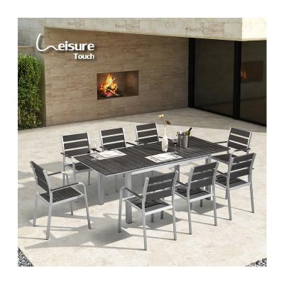 China Hot Sale Modern Aluminum 6 - Seater Extendable Outdoor Dining Table Garden Sets for sale