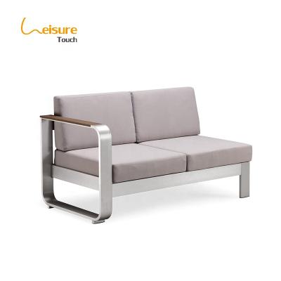 China Modern Modern Patio Furniture Brushed Aluminum Left And Right Outdoor Fabric Arm Sofa for sale