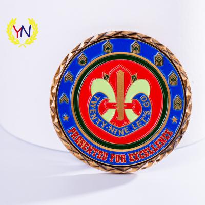 China Antique Gold Navy Europe Army Souvenir Zinc Alloy Brass Military Enamel Gold Challenge Coin for sale