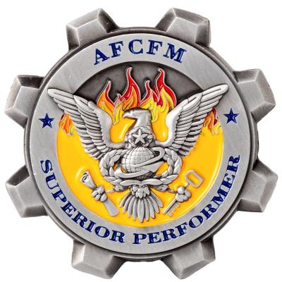 China Custom Europe AFCFM Military Coin Die Struck Soft Hard Enamel Challenge Coin for sale