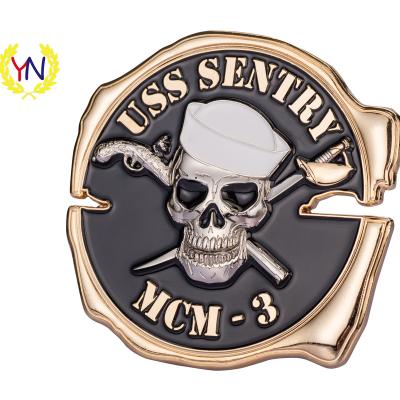 China Europe Challenge Military Coin Soft Enamel USS Hard Enamel Die Struck Zinc Alloy Badge for sale