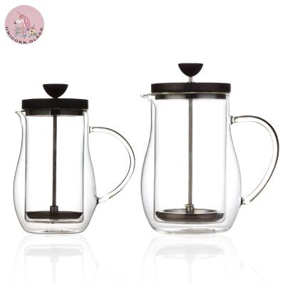 China New Design 650ml/22oz French Double Wall Borosilicate Coffee Press Glass Maker Viable for sale