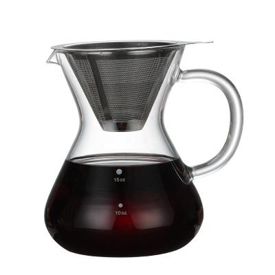 China Hot Selling Viable Handmade 15 oz High Borosilicate Glass Coffee Dipper for sale