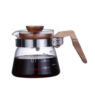 China Sustainable Japanese Style Hand-washed Coffee Sharing Pot Heat Resistant Glass Handmade Coffee Pot for sale