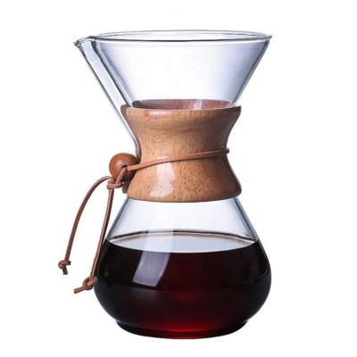 China Hot Selling Sustainable 27oz/800ml Pour Over Coffee Maker with Borosilicate Glass Carafe for sale