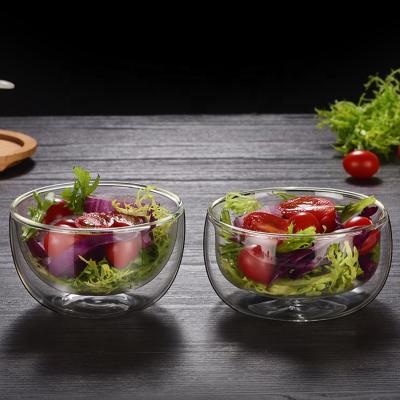 China Viable hot sale premium quality glass bowl double walled soup bowls keeps food hot and cold and safe to touch for sale