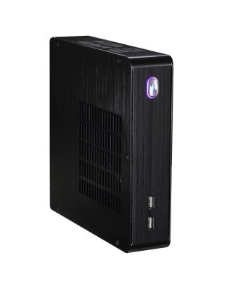 China Horizontal Computer Thin Client Cases Aluminum Black ITX With Power Supply for sale