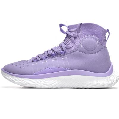 China Retro Basketball Shoes Curry 4s Flotro Rubber Professional Vivid Lilac Sports Shoes For Mens Sneakers Black for sale