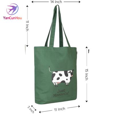 China Recyclable Eco Friendly Reusable Cotton Pouch Custom Green Color Cotton Shopping Bags for sale