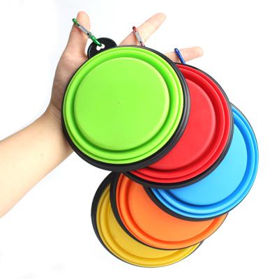 China New Outdoor Travel Portable Collapsible Collapsible Stored Silicone Puppy Doogie Dog Bowl for sale