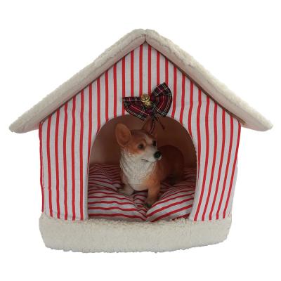 China Sustainable Novelty Pet Beds Beds Furniture Printed Premium Indoor Linen Christmas Kennel for sale