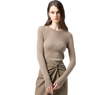 China CASHERE VIABLE Knit Cashmere Sweaters Women Light Brown Soft Texture, High Quality Pure Cashmere Trade, Odm Factory Quality Guarantee for sale